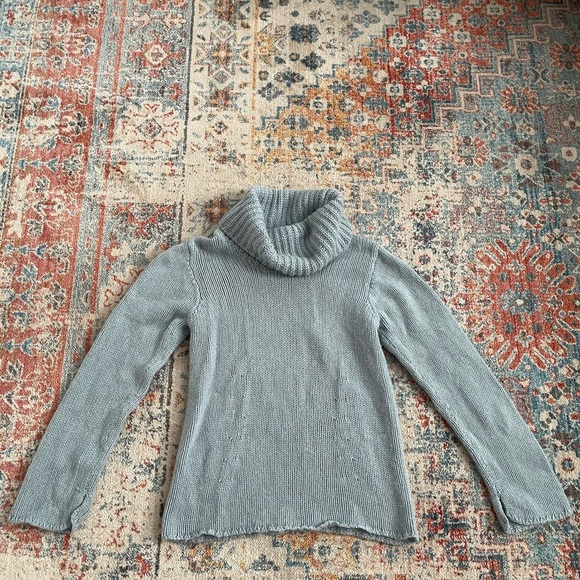 Banana Republic baby blue chunky knit wool-angora blend turtleneck - Picture 1 of 11